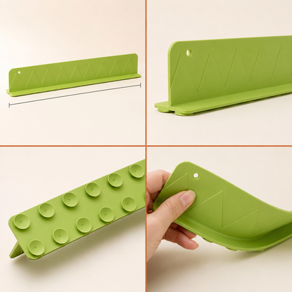 Silicone sink splash guard features including suction cups and flexibility