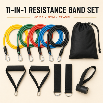 Complete 11-piece resistance band set
