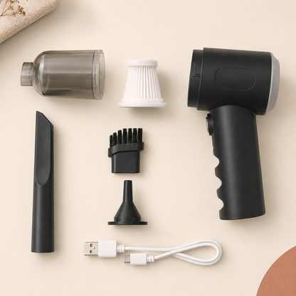 Car vacuum, washable filter, attachments and USB charging cable