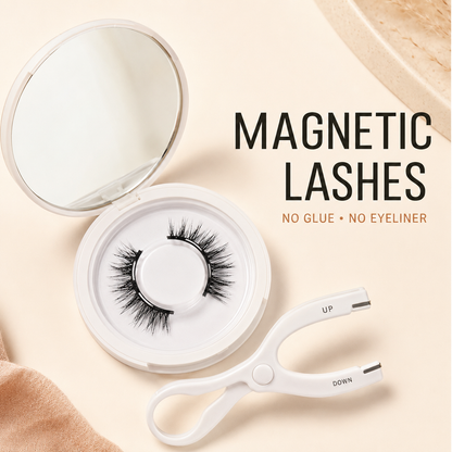 Magnetic lashes with applicator and mirrored storage case