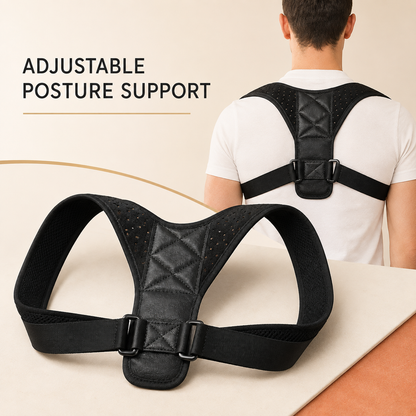 Adjustable black posture support brace cover